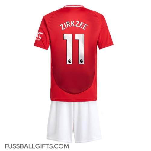 Manchester United Joshua Zirkzee #11 Fußballbekleidung Heimtrikot Kinder 2024-25 Kurzarm (+ kurze hosen)